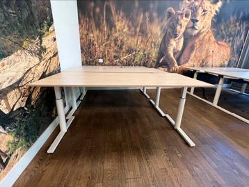 6 Gispen bureau’s verstelbaar met kabelgoot. 180x80