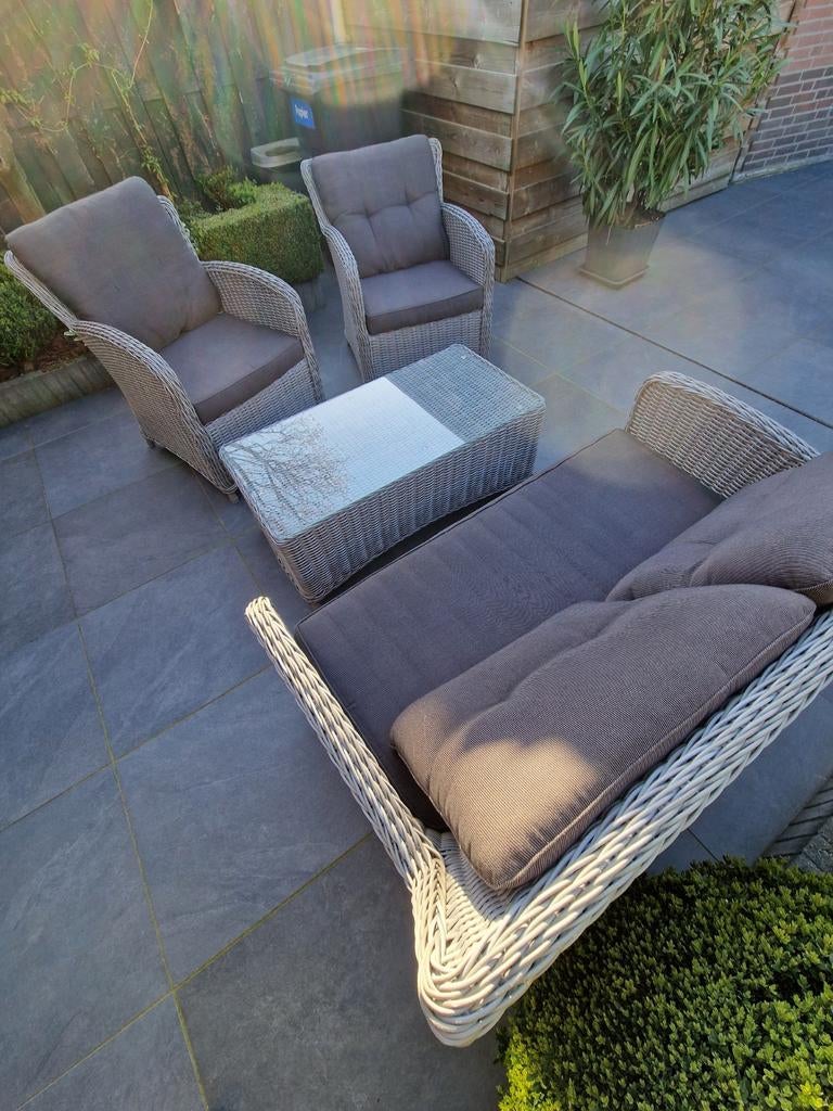 Intenso tuinset grijs wicker, Tuin en Terras, Tuinsets en Loungesets, Ophalen, Wicker, Bank