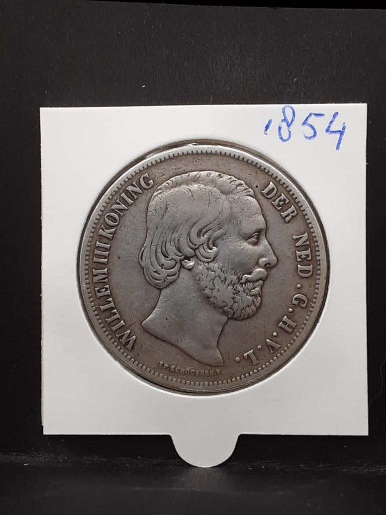 Rijksdaalder 1854 koning Willem III, Postzegels en Munten, Munten | Nederland, Koning Willem III, Zilver, Ophalen of Verzenden