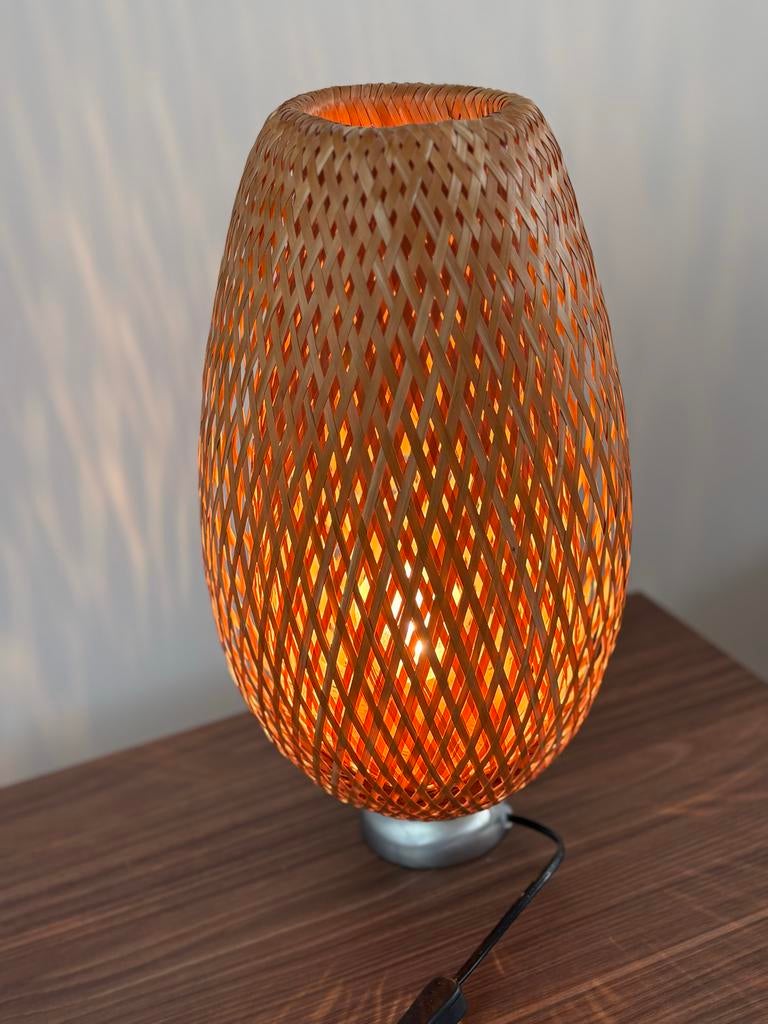 IKEA BÖJA Tafellamp bamboe - Sfeervolle verlichting, Ophalen, Zo goed als nieuw, Hout, Minder dan 50 cm