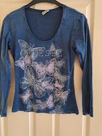 Blauw shirt met vlinders maat M, Maat 38/40 (M), Blauw, Ophalen of Verzenden, Lange mouw