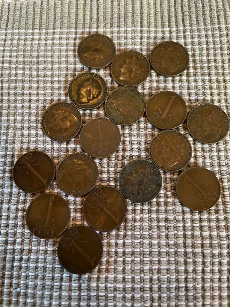 17 Nederlandse 1 Cent Munten uit 1948 - Koningin Wilhelmina, Ophalen, Koningin Wilhelmina, 1 cent, Setje