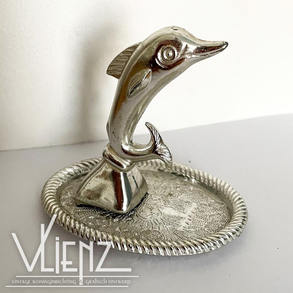 Vintage, retro, brocante ringhouder sieraden dolfijn, Ophalen of Verzenden
