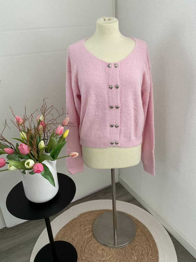 Nieuw  / roze zacht vest/ met zilveren hartenknoopjes/ l, Kleding | Dames, Ophalen of Verzenden, Nieuw, Maat 42/44 (L), Roze