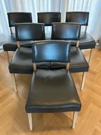 Leren eetkamerstoelen, Huis en Inrichting, Stoelen, Ophalen, Strak, Gebruikt, Grijs