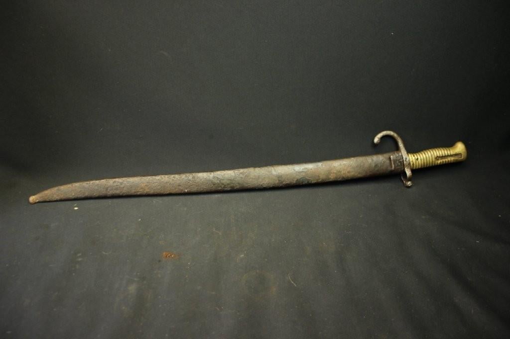 Franse Chassepot bajonet met schede, Ophalen of Verzenden, Landmacht, Overige gebieden, Mes of Dolk