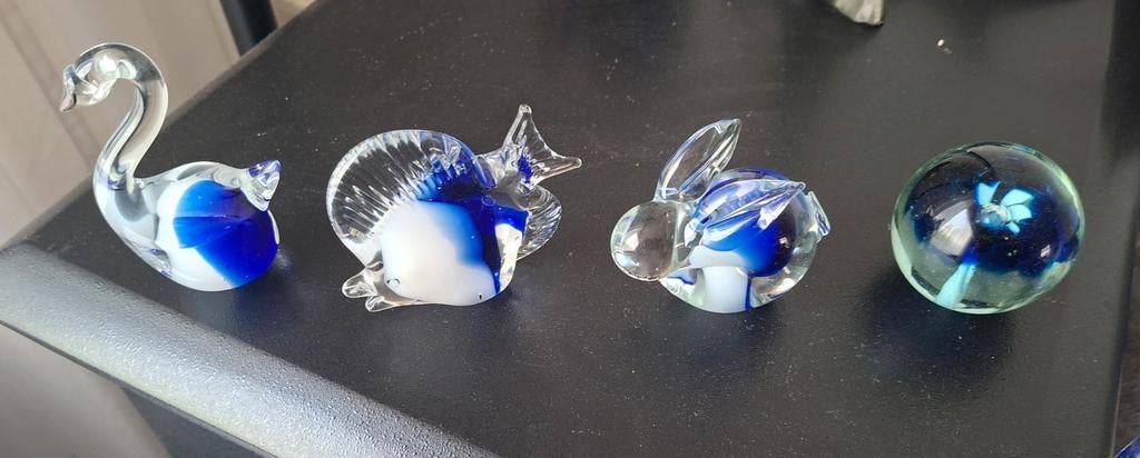 Mooie glazen diertjes en bloem in glas, Ophalen of Verzenden, Zo goed als nieuw, Dame