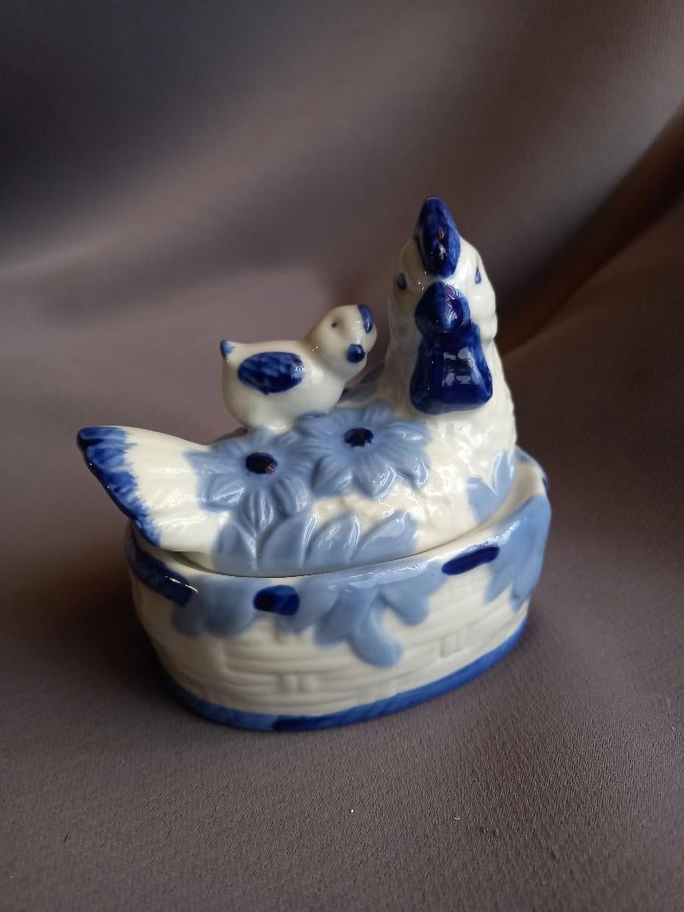 Schaaltje kip en kuiken Delfts Blauw, Ophalen of Verzenden
