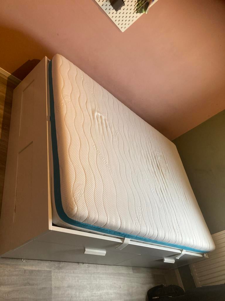 Ikea bed 140x200 met 2 laden, Huis en Inrichting, Slaapkamer | Bedden, Ophalen, Gebruikt, Wit, Tweepersoons