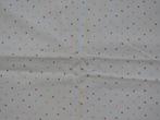 Vintage lap stof wit met gekleurde stipjes, Wit, Ophalen of Verzenden, Zo goed als nieuw, 30 tot 120 cm