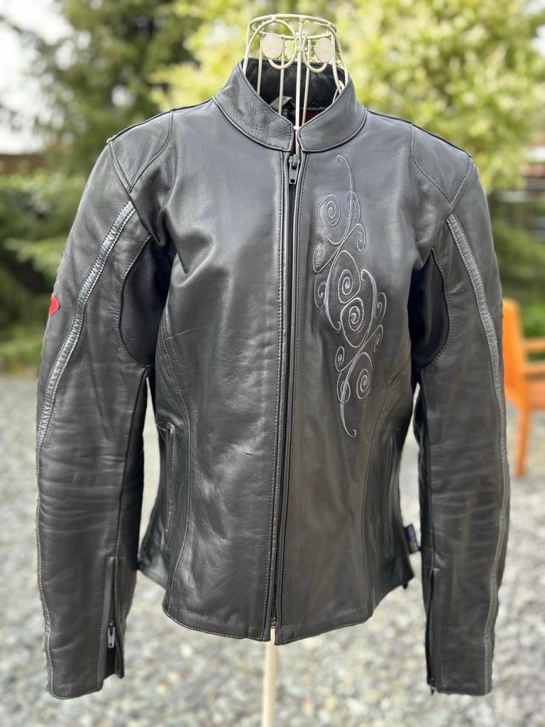 Difi Dames Leren Motorjas Zwart - Maat 42, Ophalen of Verzenden, Tweedehands, Dames, Jas | leer