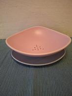 Mooie pastelroze fruittest & zachtgrijs onderbord - Flora ?, Ophalen of Verzenden