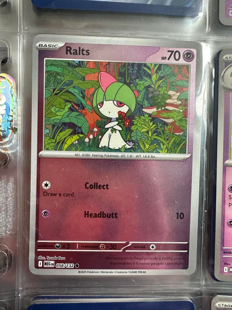 Ralts - MEG 058/132 - Pokémonkaart, Ophalen of Verzenden, Zo goed als nieuw, Losse kaart