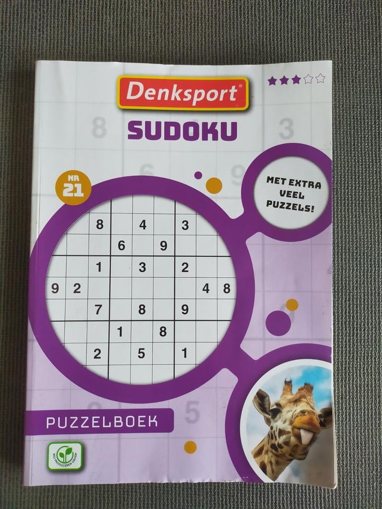 Denksport Sudoku puzzelboek (3 sterren) - 177 bladzijden, Ophalen of Verzenden, Minder dan 500 stukjes, Nieuw, Puzzelboek