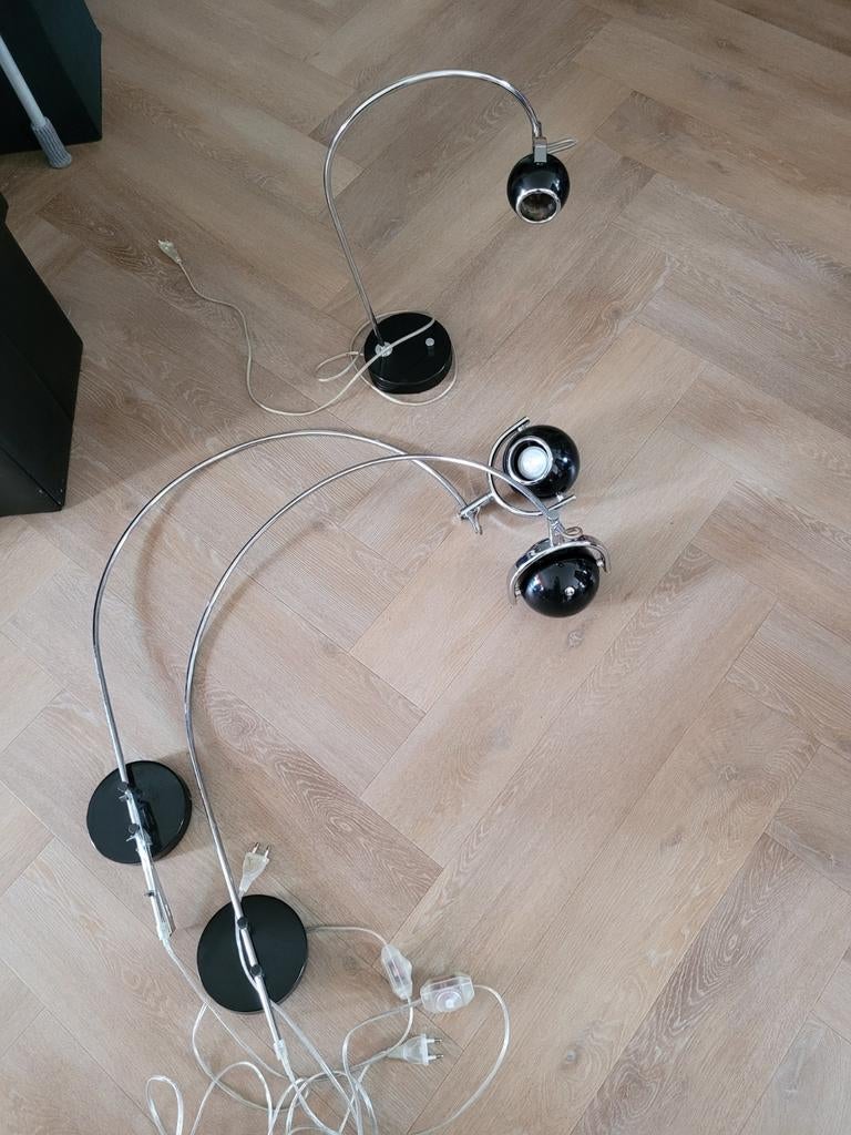 3 Rietveld lampen retro chroom zwart, Huis en Inrichting, Ophalen