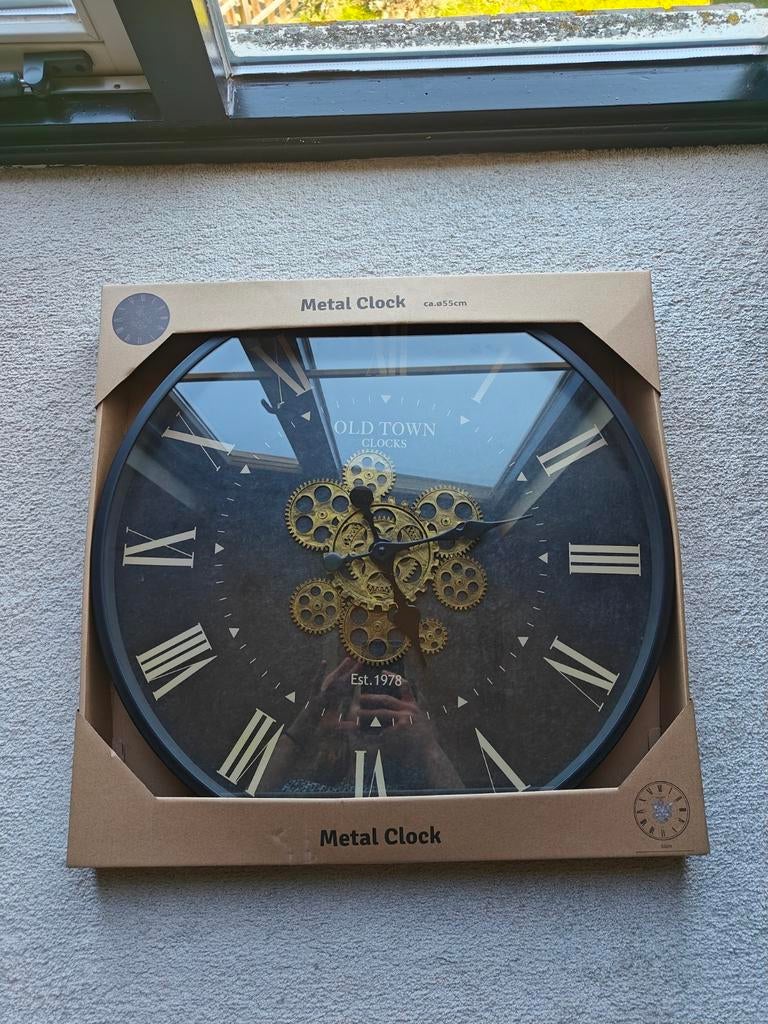 Grote metalen wandklok  - Ø 55cm, Ophalen of Verzenden