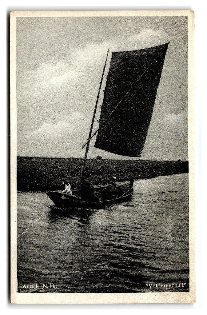 Andijk, Veldersschuit, Verzenden, 1940 tot 1960, Gelopen, Noord-Holland