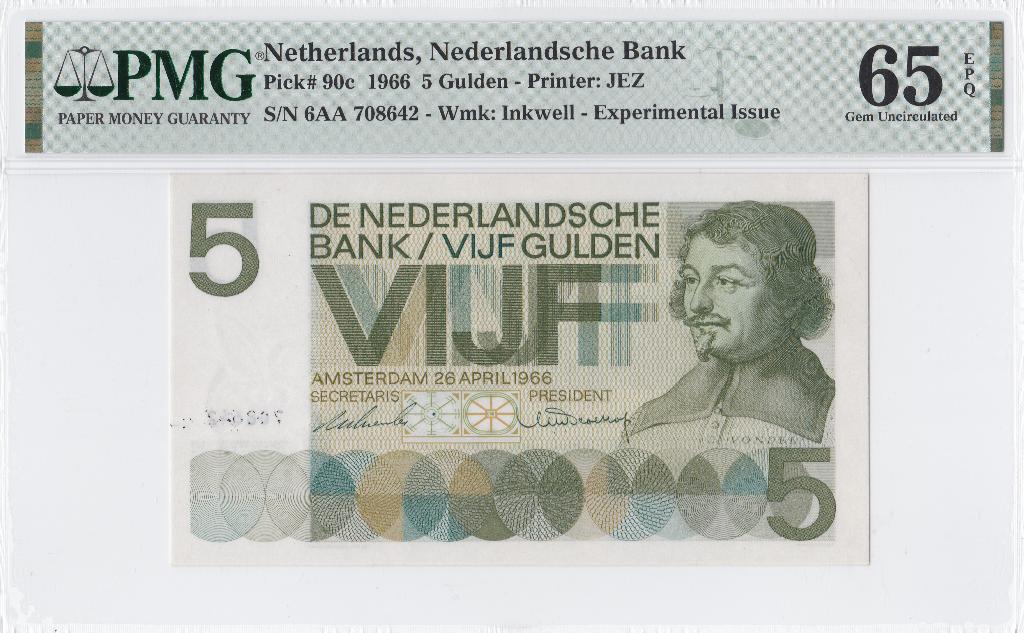 Nederland - 5 Gulden 1966 - Vondel I - Pick 90c / PL22.e, Ophalen of Verzenden, 5 gulden, Los biljet