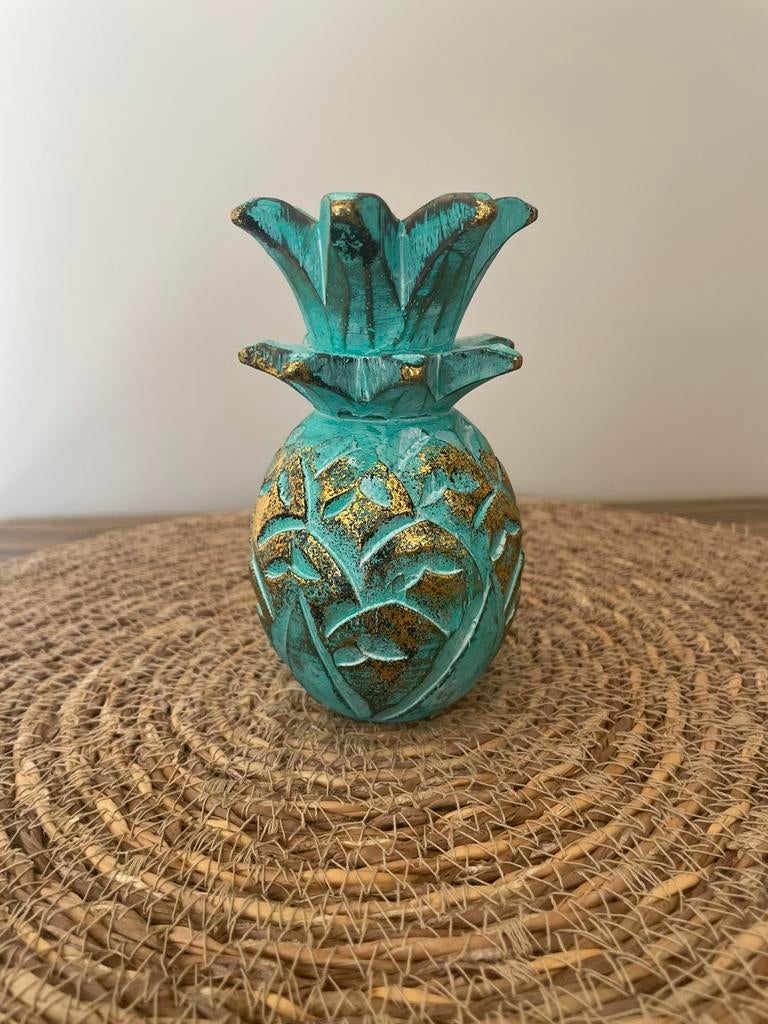 Nieuw mini houten ananas turquoise goud, Huis en Inrichting, Woonaccessoires | Overige, Ophalen of Verzenden, Nieuw