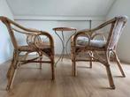 Rotan stoelen met bistrotafeltje. Complete set. Kleur nature, Ophalen, Bruin, Twee