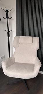 Draaistoel / fauteuil met armleuning (beige, chenille stof), Ophalen, 75 tot 100 cm, Zo goed als nieuw, Stof