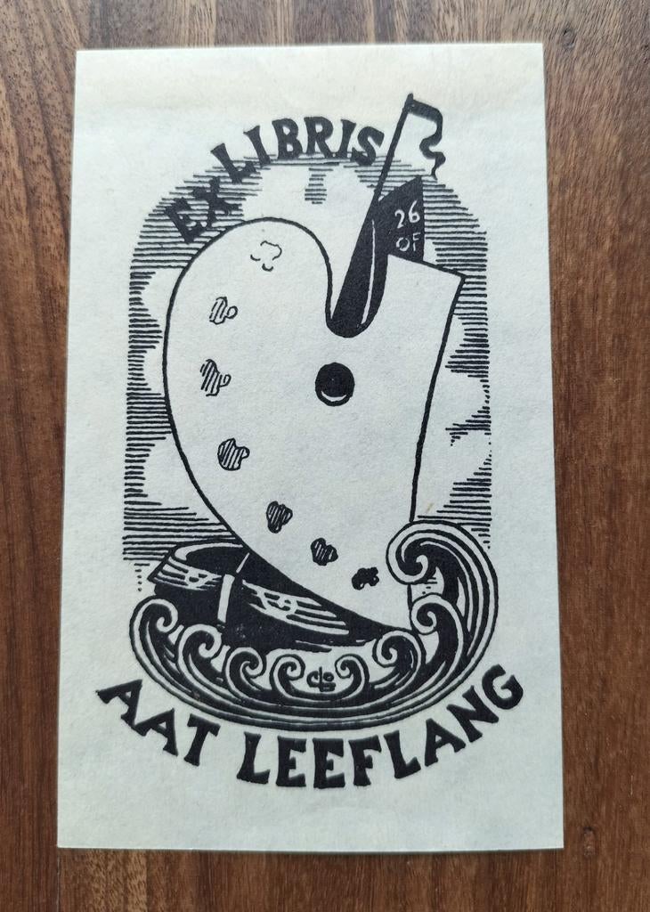Exlibris Aat Leeflang (1942, tjotter Frithjof, golf, palet), Ophalen of Verzenden