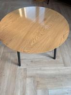 Ronde salontafel JYSK – houtlook / zwart, Ophalen, Zo goed als nieuw, Rond, 55 tot 75 cm