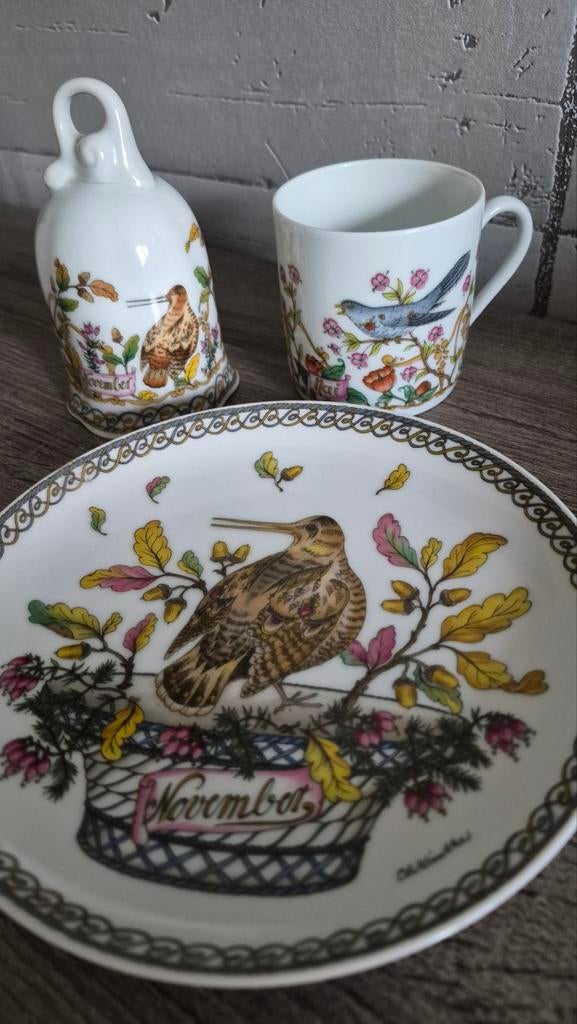 Hutschenreuther bel, kopje en bordje november, Ophalen of Verzenden