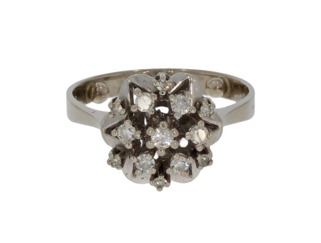 Diamanten 14k gouden rozet dames ring entourage briljant, Voordeelsieraden, Verzenden, Met edelsteen, Dame
