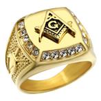 Freemason ring (vrijmetselarij gouden vrijmetselaar masonic), Nieuw, 17 tot 18, Dame of Heer, Goud
