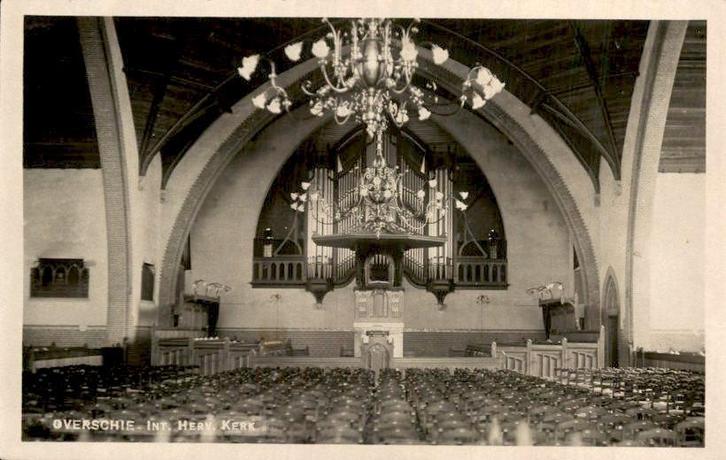 Overschie - Int Herv Kerk, Verzamelen, Ansichtkaarten | Nederland, Gelopen, Zuid-Holland, 1940 tot 1960, Ophalen of Verzenden