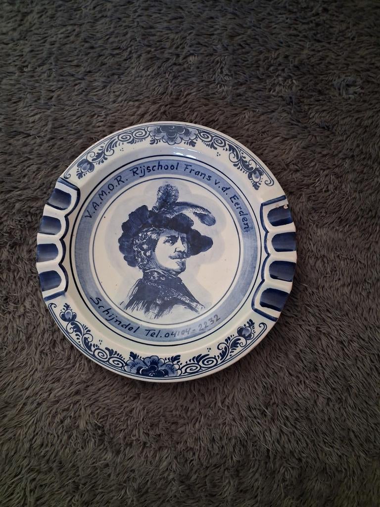 Delfs Blauwe Asbak met Rembrandt, Antiek en Kunst, Ophalen