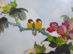 meesjes op tak, aquarel  niet gesigneerd, ingelijst met glas, Ophalen of Verzenden, Zo goed als nieuw