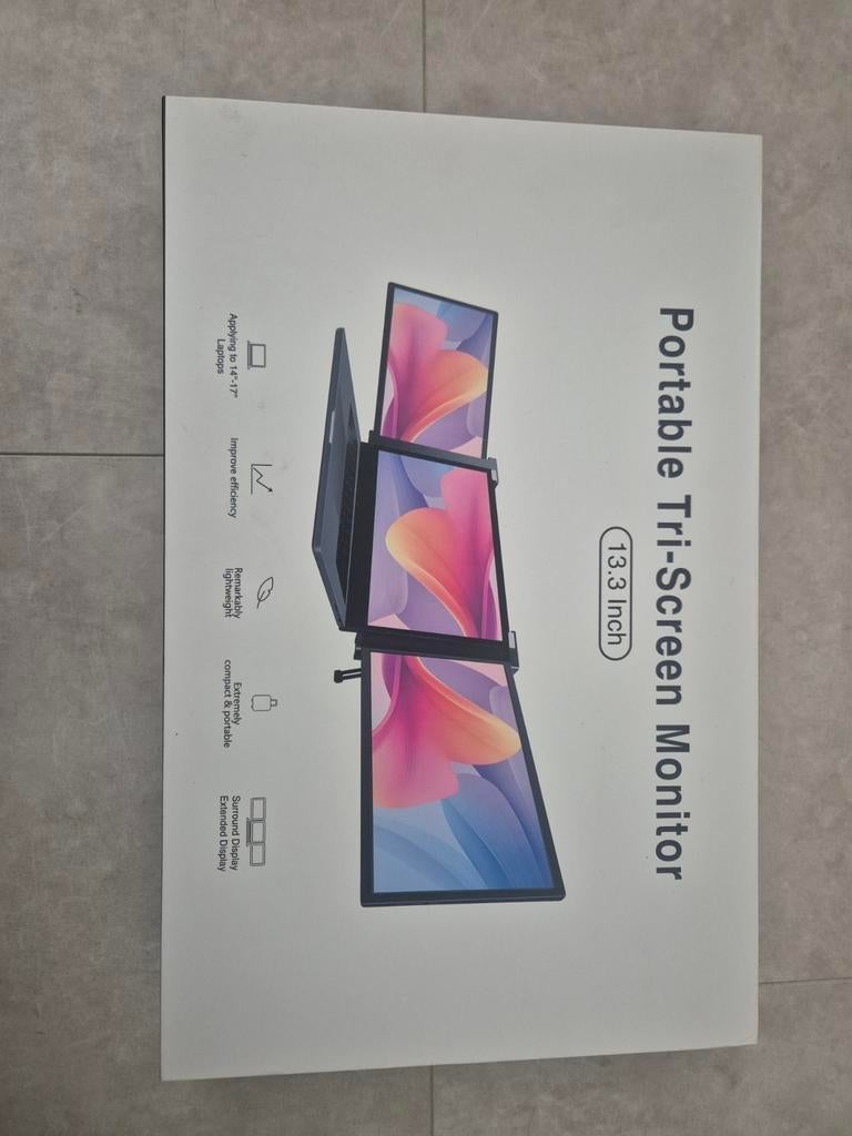 Draagbare Triple Monitor voor Laptops (13.3 inch), Computers en Software, Monitoren, Onbekend, HDMI, Nieuw, Full HD