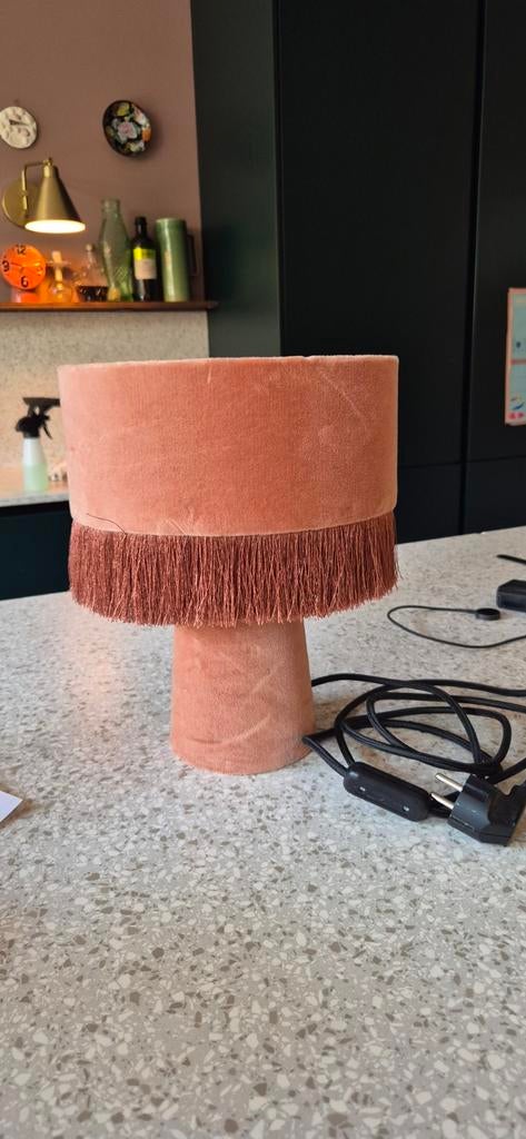Prachtige Fenton & Fenton lamp - Velours met franjes, Huis en Inrichting, Lampen | Tafellampen, Gebruikt, Bohemian, Modern, Eclectisch