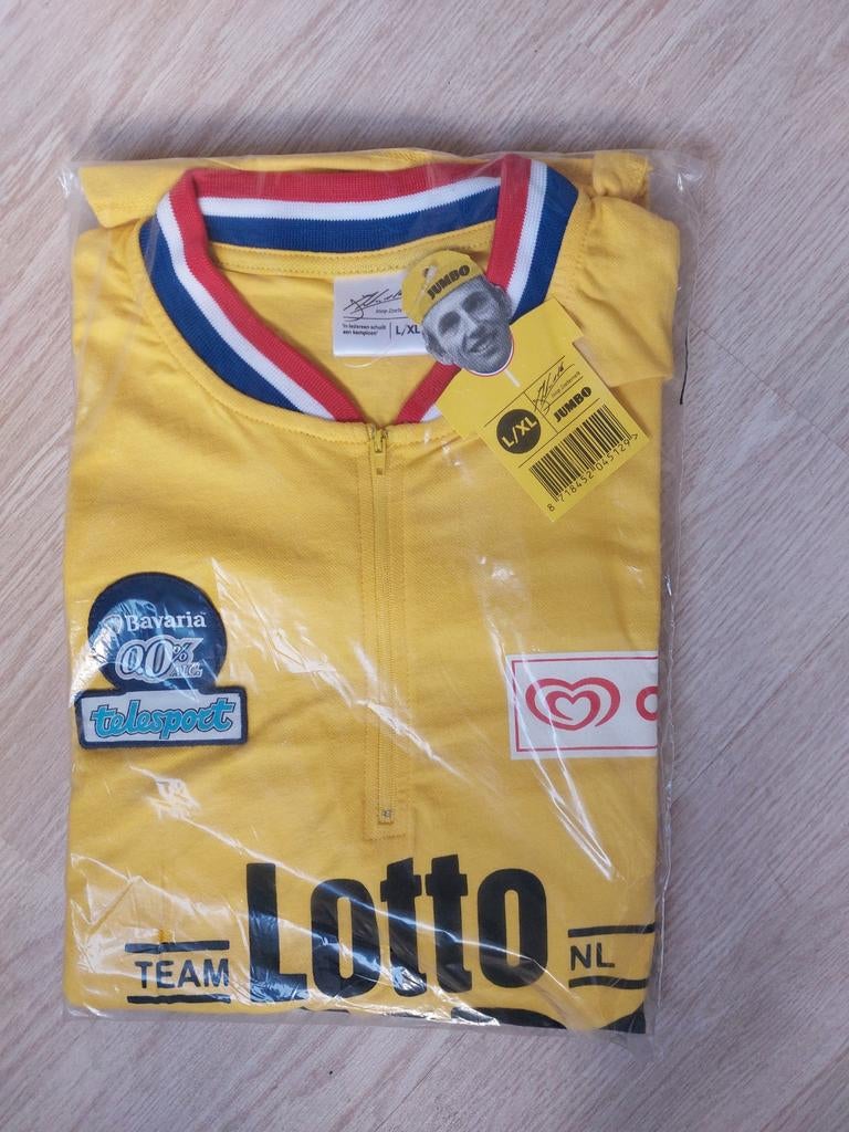 Retro geel Lotto Jumbo fietsshirt L/XL, Ophalen, Maat 56/58 (XL), Geel