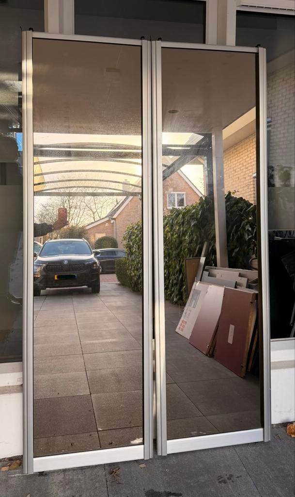 2 Schuifdeuren Kledingkast - Glas & Aluminium, 100 tot 150 cm, Ophalen of Verzenden, 150 tot 200 cm, Glas