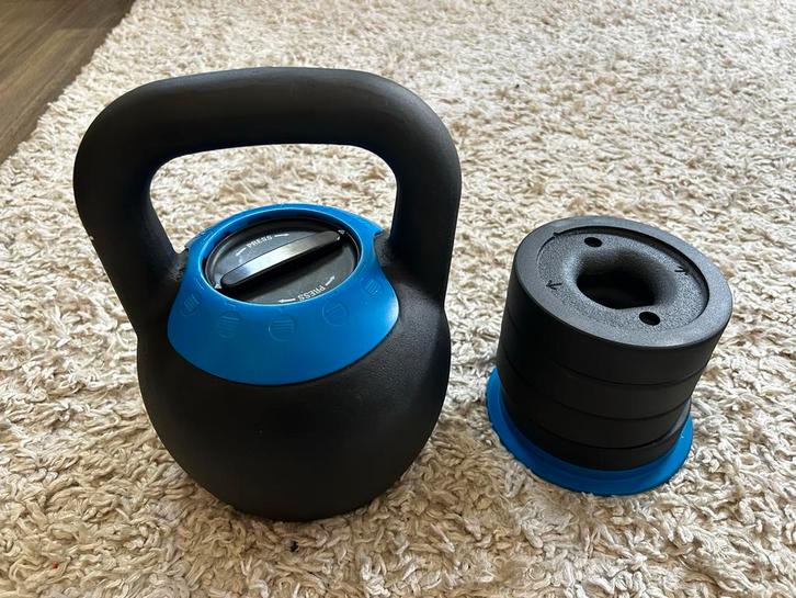 Nieuw! Verstelbare Kettlebell 8-16 kg, Sport en Fitness, Fitnessmaterialen, Zo goed als nieuw, Kettlebell, Armen, Ophalen