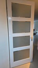 Witte binnendeur met glaspanelen 230 hoog 94 breed, Gebruikt, 80 tot 100 cm, 215 cm of meer, Binnendeur