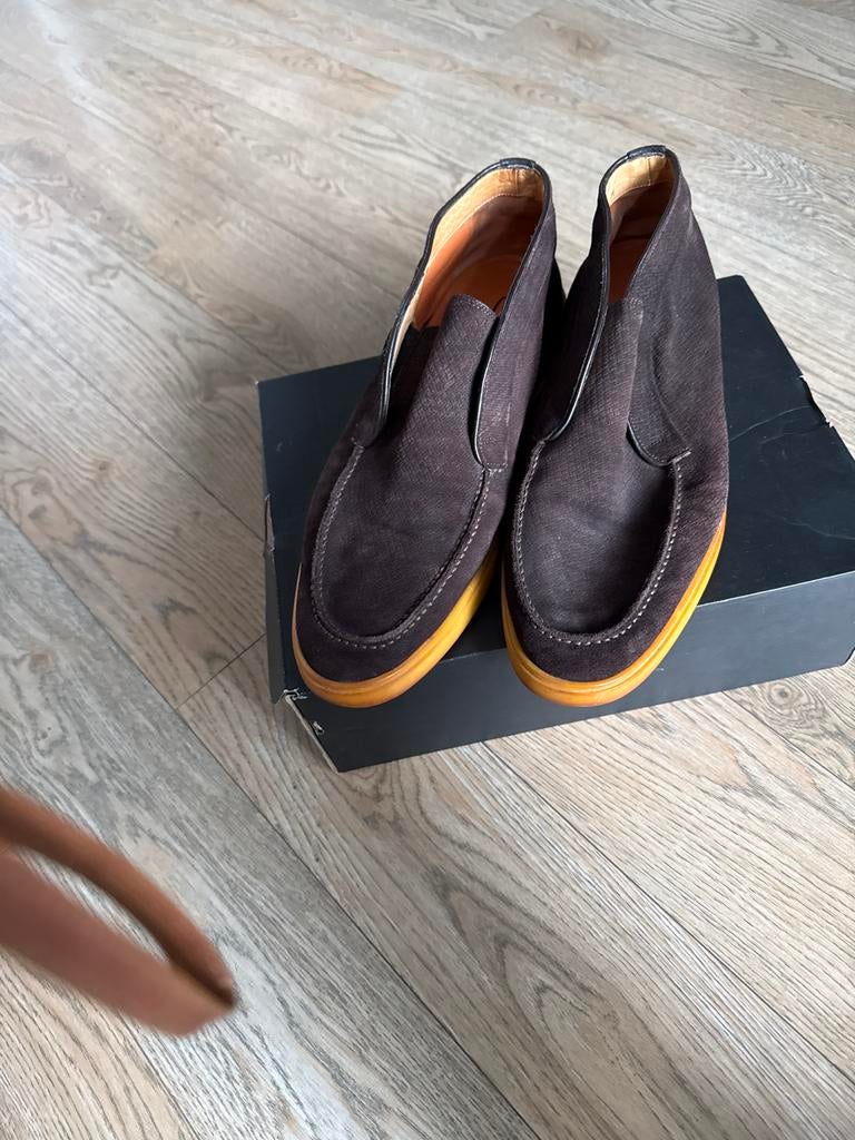 Santoni suède loafers - Bruin - Maat 47, Ophalen of Verzenden, Zo goed als nieuw, Bruin, Loafers