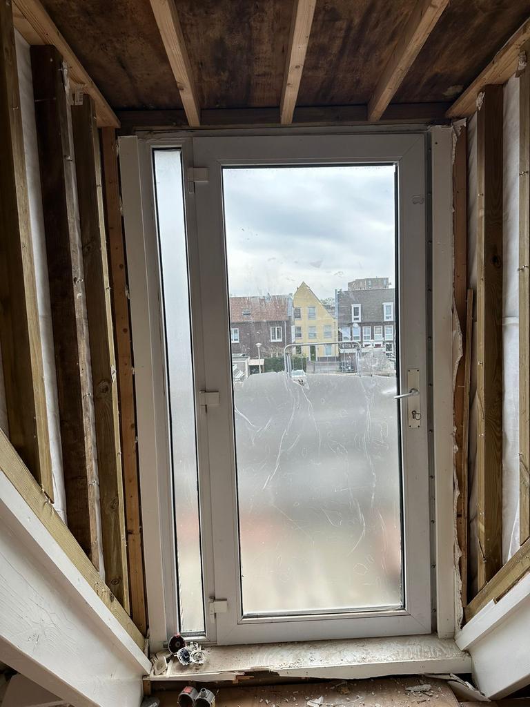 Kunststof Deur met Kozijn en Zijlicht, met slot en sleutel, 100 tot 120 cm, Kunststof, Gebruikt, 215 cm of meer