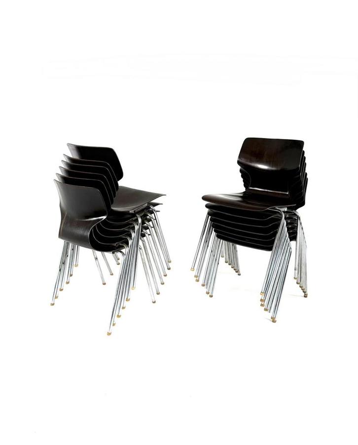 Partij van 13x Pagwood stapelstoelen, Flötotto ‘70, Huis en Inrichting, Stoelen, Zo goed als nieuw, Vijf, Zes of meer stoelen