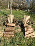 Twee Bear Chairs met voetenbank - FSC Hout, Tuin en Terras, Tuinstoelen, Ophalen, Gebruikt, Hout