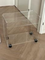 Vintage plexiglas trolley - bar cart - bijzettafel jaren 70, Ophalen, Gebruikt, Rechthoekig, Minder dan 55 cm