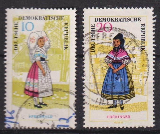 DDR 1964 Klederdrachten, Postzegels en Munten, Postzegels | Thematische zegels, Verzenden, Gestempeld, Overige thema's