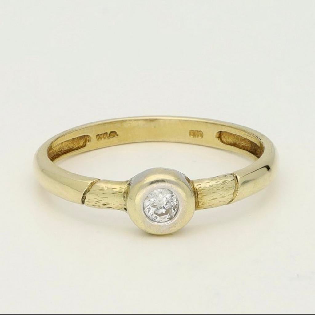 Dames Gouden ring met natuurlijke diamant, Sieraden, Tassen en Uiterlijk, Ringen, Ophalen of Verzenden, Zo goed als nieuw, 17 tot 18