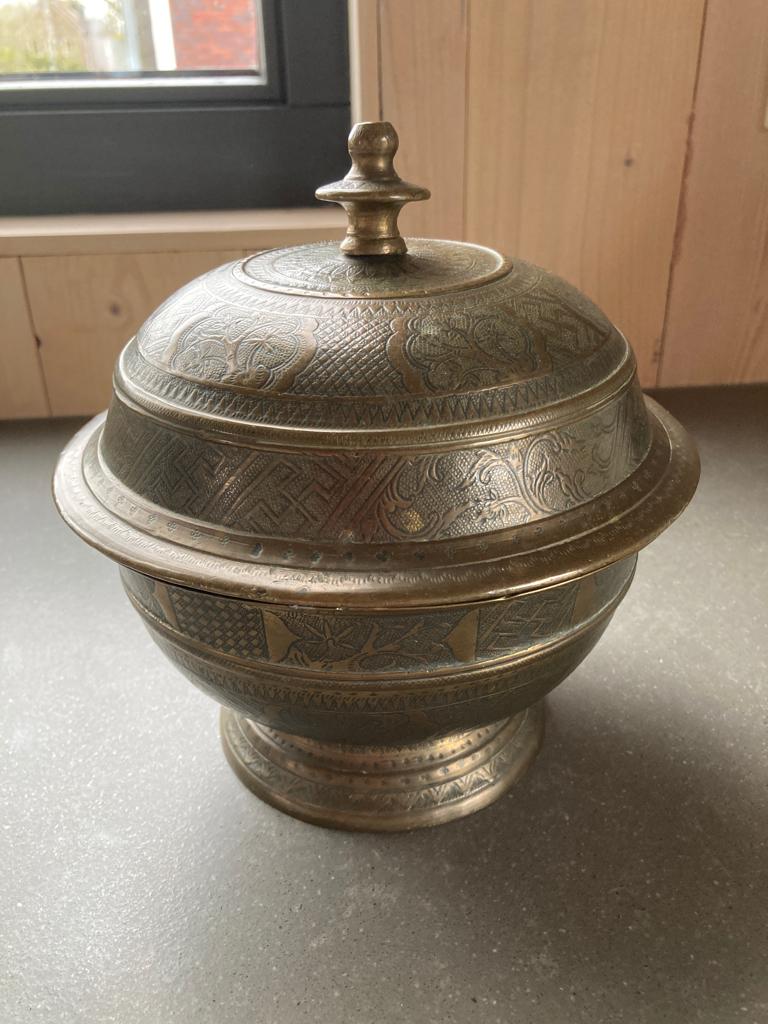 koperen pot schaal met deksel, Ophalen of Verzenden, Koper