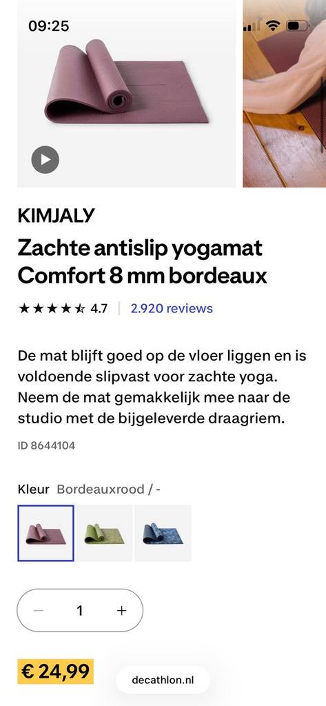 Yogamat antislip, Ophalen, Zo goed als nieuw, Yogamat