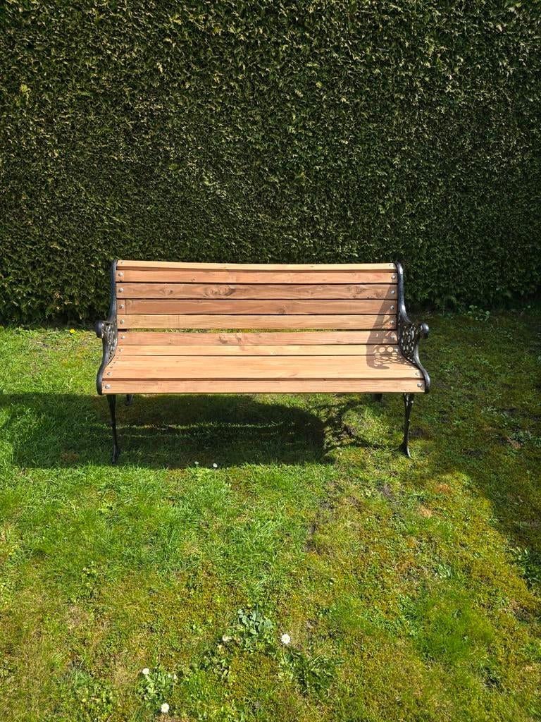 Gietijzeren tuinbankje, Tuin en Terras, Ophalen, Gebruikt, Overige materialen