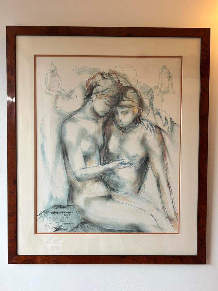 Kees Verkade - Etudes “Het geschenk” - Litho 1990, Antiek en Kunst, Kunst | Litho's en Zeefdrukken, Ophalen